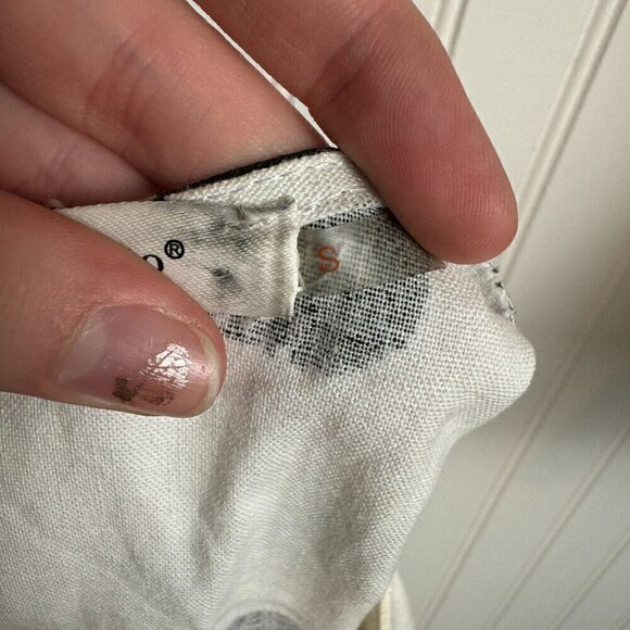 Idem Ditto black white polka dot back tie puff sleeve crop blouse size small - Picture 10 of 11